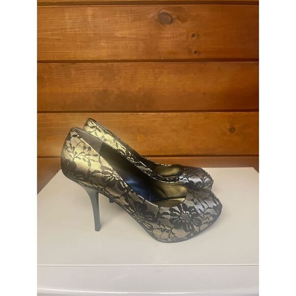 Guess * Fabric Lace * peek a toe * Heels * Sz 8.5 NIB - Picture 2 of 12